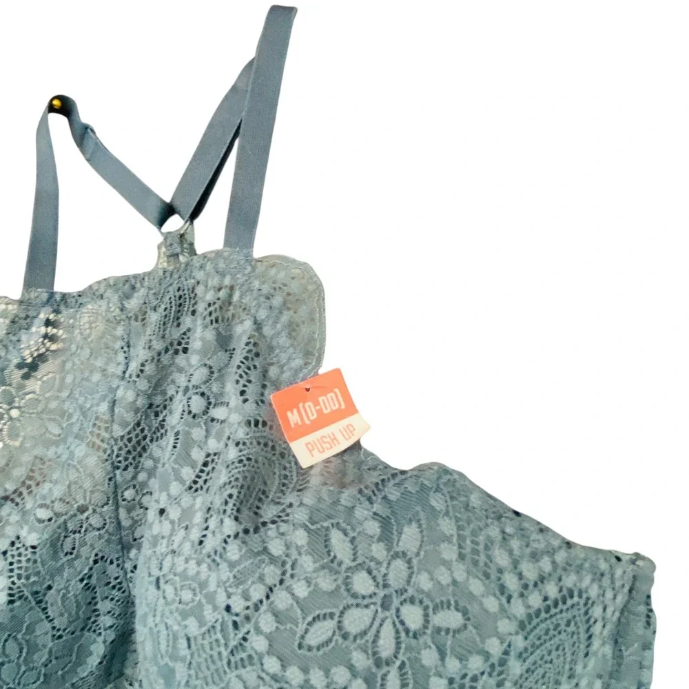 Victoria's Secret PINK High Neck Push Up Lace Bralette Gray‎ Size M (D-DD)